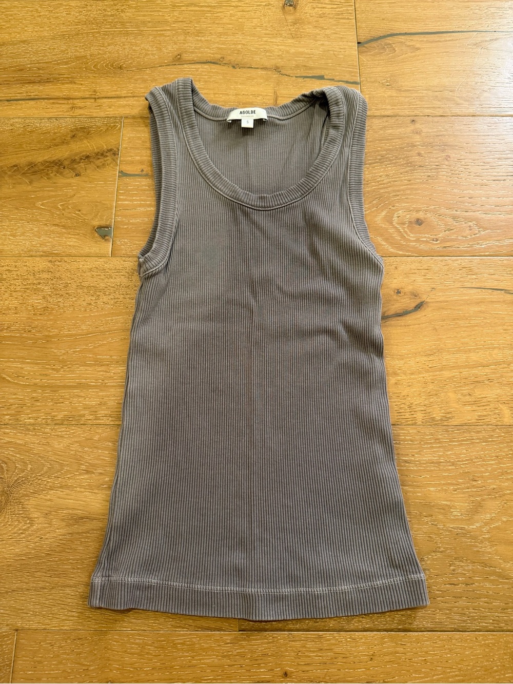 AGOLDE Ribbed Tank Top Gray Small